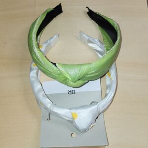 Bp Set of 2, 1 Green & White, 1 White w/ Sunflowers headband, 1 NWT, 1 NWOT.